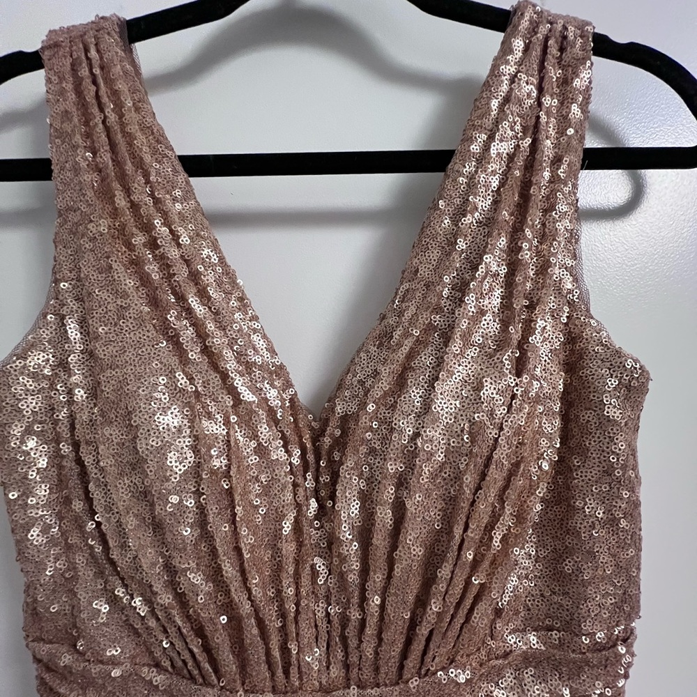 Revelry Bijou Rose Gold Sequin Bridesmaid Gown
